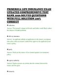PRIMERICA LIFE INSURANCE EXAM&NewLine;UPDATED COMPREHENSIVE TEST&NewLine;BANK 2026 SOLVED QUESTIONS&NewLine;WITH FULL SOLUTION 100&percnt;&NewLine;CORRECT