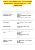 Healthcare Systems Exam Questions and&NewLine;Answers with Verified Solutions &vert; Latest&NewLine;Updated 2026&NewLine;