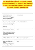 US Healthcare Systems - Chapter 1 &lpar;Major&NewLine;Characteristics of U&period;S&period; Health Care Delivery&rpar;&NewLine;Exam Questions and Answers with Verified&NewLine;Solutions &vert; Latest Updated 2026&NewLine;