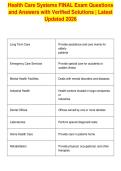 Health Care Systems FINAL Exam Questions&NewLine;and Answers with Verified Solutions &vert; Latest&NewLine;Updated 2026&NewLine;
