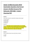 Docker Certified Associate &lpar;DCA&rpar; &NewLine;Examination Questions And Correct &NewLine;Answers &lpar;Verified Answers&rpar; Plus &NewLine;Rationales 2026 Q&A &vert; Instant &NewLine;Download Pdf 