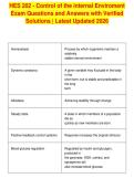 HES 202 - Control of the internal Enviroment&NewLine;Exam Questions and Answers with Verified&NewLine;Solutions &vert; Latest Updated 2026&NewLine;
