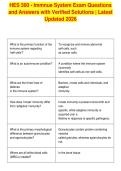 HES 300 - Immnue System Exam Questions&NewLine;and Answers with Verified Solutions &vert; Latest&NewLine;Updated 2026