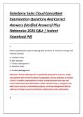 Salesforce Sales Cloud Consultant &NewLine;Examination Questions And Correct &NewLine;Answers &lpar;Verified Answers&rpar; Plus &NewLine;Rationales 2026 Q&A &vert; Instant &NewLine;Download Pdf