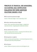 PRINCIPLES OF FINANCIAL AND MANAGERIAL&NewLine;ACCOUNTING 2026 CERTIFICATION&NewLine;EVALUATION TEST PAPER QUESTIONS&NewLine;SOLUTIONS GRADED A PLUS