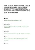 PRINCIPLES OF HUMAN PHYSIOLOGY 6TH&NewLine;EDITION FINAL PAPER 2026 DETAILED&NewLine;QUESTIONS AND ACCURATE SOLUTIONS&NewLine;HIGH SCORING GUIDE