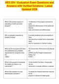 HES 354 - Evaluation Exam Questions and&NewLine;Answers with Verified Solutions &vert; Latest&NewLine;Updated 2026