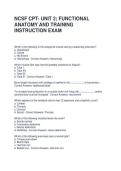 NCSF CPT- UNIT 2 FUNCTIONAL ANATOMY AND TRAINING INSTRUCTION EXAM QUESTIONS AND ANSWERS