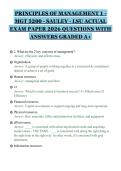PRINCIPLES OF MANAGEMENT 1 -&NewLine;MGT 3200 - SAULEY - LSU ACTUAL&NewLine;EXAM PAPER 2026 QUESTIONS WITH&NewLine;ANSWERS GRADED A&plus;