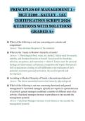 PRINCIPLES OF MANAGEMENT 1 -&NewLine;MGT 3200 - SAULEY - LSU&NewLine;CERTIFICATION SCRIPT 2026&NewLine;QUESTIONS WITH SOLUTIONS&NewLine;GRADED A&plus;