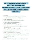 PRINCIPLES OF MANAGEMENT 1 -&NewLine;MGT 3200 - SAULEY - LSU&NewLine;COMPREHENSIVE STUDY GUIDE 2026&NewLine;FULL QUESTIONS AND SOLUTIONS&NewLine;GRADED A&plus;