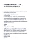 NCSF FINAL PRACTICE EXAM QUESTIONS AND ANSWERS