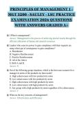 PRINCIPLES OF MANAGEMENT 1 -&NewLine;MGT 3200 - SAULEY - LSU PRACTICE&NewLine;EXAMINATION 2026 QUESTIONS&NewLine;WITH ANSWERS GRADED A&plus;