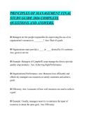 PRINCIPLES OF MANAGEMENT FINAL&NewLine;STUDY GUIDE 2026 COMPLETE&NewLine;QUESTIONS AND ANSWERS&period;