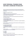 NCSF PERSONAL TRAINING EXAM SECTION II EXERCISE PHYSIOLOGY QUESTIONS AND ANSWERS &lpar;GRADED A&rpar;