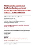 Alberta Carpenter Apprenticeship &NewLine;Certification Questions And Correct &NewLine;Answers &lpar;Verified Answers&rpar; plus Rationales &NewLine;2026 Q&A &vert; Instant Download pdf 
