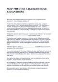 NCSF PRACTICE EXAM QUESTIONS AND ANSWERS