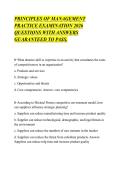 PRINCIPLES OF MANAGEMENT&NewLine;PRACTICE EXAMINATION 2026&NewLine;QUESTIONS WITH ANSWERS&NewLine;GUARANTEED TO PASS&period;&NewLine;