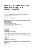 NCSF PRACTICE EXAM QUESTIONS PERSONAL TRAINING WITH CORRECT ANSWERS