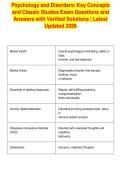 Psychology and Disorders&colon; Key Concepts&NewLine;and Classic Studies Exam Questions and&NewLine;Answers with Verified Solutions &vert; Latest&NewLine;Updated 2026&NewLine;