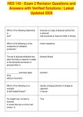 HES 145 - Exam 2 Revision Questions and&NewLine;Answers with Verified Solutions &vert; Latest&NewLine;Updated 2026