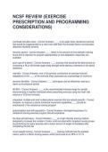NCSF REVIEW &lpar;EXERCISE PRESCRIPTION AND PROGRAMMING CONSIDERATIONS&rpar; EXAM QUESTIONS AND ANSWERS