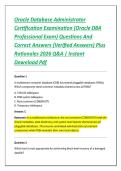Oracle Database Administrator &NewLine;Certification Examination &lpar;Oracle DBA &NewLine;Professional Exam&rpar; Questions And &NewLine;Correct Answers &lpar;Verified Answers&rpar; Plus &NewLine;Rationales 2026 Q&A &vert; Instant &NewLine;Download Pdf