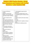 Pediatric HESI Practice Quizzes &vert; Atcual&NewLine;Exam Questions and Answers with Verified&NewLine;Solutions &vert; Latest Updated 2026