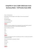 CompTIA A&plus; Core 2 &lpar;220-1102&rpar; Exam Cram&NewLine;Summary Notes - Full Practice Exam 2026&NewLine;