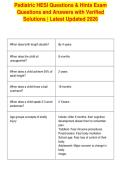 Pediatric HESI Questions & Hints Exam&NewLine;Questions and Answers with Verified&NewLine;Solutions &vert; Latest Updated 2026&NewLine;