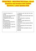 PEDIATRICS - HESI PRACTICE Exam &vert; Atcual&NewLine;Questions and Answers with Verified&NewLine;Solutions &vert; Latest Updated 2026