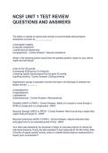 NCSF UNIT 1 TEST REVIEW QUESTIONS AND ANSWERS
