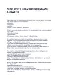 NCSF UNIT 8 EXAM QUESTIONS AND ANSWERS