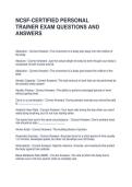 NCSF-CERTIFIED PERSONAL TRAINER EXAM QUESTIONS AND ANSWERS