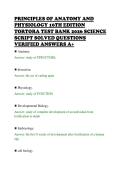 PRINCIPLES OF ANATOMY AND&NewLine;PHYSIOLOGY 16TH EDITION&NewLine;TORTORA TEST BANK 2026 SCIENCE&NewLine;SCRIPT SOLVED QUESTIONS&NewLine;VERIFIED ANSWERS A&plus;