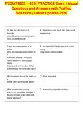PEDIATRICS - HESI PRACTICE Exam &vert; Atcual&NewLine;Questions and Answers with Verified&NewLine;Solutions &vert; Latest Updated 2026