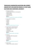 TOXICOLOGY EXAMINATION QUESTIONS AND CORRECT &NewLine;ANSWER WITH EXPLANATION GRADED A&plus; STUDY GUIDE