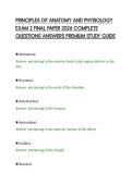 PRINCIPLES OF ANATOMY AND PHYSIOLOGY&NewLine;EXAM 2 COMPREHENSIVE STUDY SHEET 2026&NewLine;SOLVED QUESTIONS PREMIUM BUNDLE