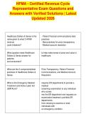 HFMA - Certified Revenue Cycle&NewLine;Representative Exam Questions and&NewLine;Answers with Verified Solutions &vert; Latest&NewLine;Updated 2026