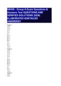 NIHSS - Group A Exam Questions & &NewLine;Answers Test QUESTIONS AND &NewLine;VERIFIED SOLUTIONS &vert;2026&vert; &NewLine;ELABORATED &DETAILED &NewLine;ANSWERS&excl;&excl; 