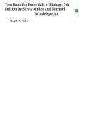 Test Bank for Essentials of Biology 7th Edition by Sylvia Mader and Michael Windelspecht Complete Chapter Practice Questions and Exam Study Resource