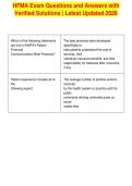 HFMA Exam Questions and Answers with&NewLine;Verified Solutions &vert; Latest Updated 2026