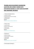 TRAINING AND DEVELOPMENT EXAMINATION &NewLine;QUESTIONS AND CORRECT ANSWER WITH &NewLine;EXPLANATION GRADED A&plus; STUDY GUIDE 