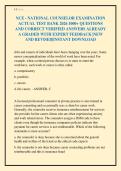 NCE - NATIONAL COUNSELOR EXAMINATION&NewLine;ACTUAL TEST BANK 2026 1000&plus; QUESTIONS&NewLine;AND CORRECT VERIFIED ANSWERS ALREADY&NewLine;A GRADED WITH EXPERT FEEDBACK &vert;NEW&NewLine;AND REVISED&vert;INSTANT DOWNLOAD