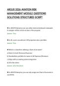 ARGUS 2026 AVIATION RISK &NewLine;MANAGEMENT MODULE QUESTIONS &NewLine;SOLUTIONS STRUCTURED SCRIPT