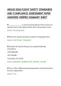 ARGUS 2026 FLIGHT SAFETY STANDARDS &NewLine;AND COMPLIANCE ASSESSMENT PAPER &NewLine;ANSWERS VERIFIED SUMMARY SHEET 