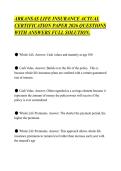 ARKANSAS LIFE INSURANCE ACTUAL &NewLine;CERTIFICATION PAPER 2026 QUESTIONS &NewLine;WITH ANSWERS FULL SOLUTION