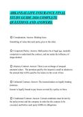 ARKANSAS LIFE INSURANCE FINAL &NewLine;STUDY GUIDE 2026 COMPLETE &NewLine;QUESTIONS AND ANSWERS&period; 