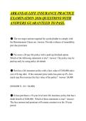 ARKANSAS LIFE INSURANCE PRACTICE &NewLine;EXAMINATION 2026 QUESTIONS WITH