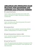 ARKANSAS LIFE INSURANCE EXAM &NewLine;PRACTICE TEST QUESTIONS AND &NewLine;ANSWERS 2026 UPDATED VERSION